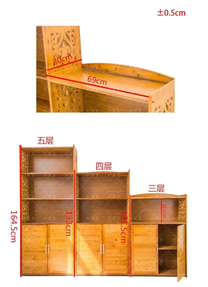 bamboo wooden bookcase bookshelf storage rack shelf office furniture 书柜书架竹制收纳置物架 Unbranded