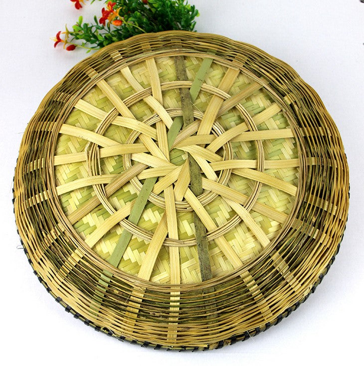 woven Bamboo handmade round plates fruit baskets storage multiple use 竹筛子 Unbranded